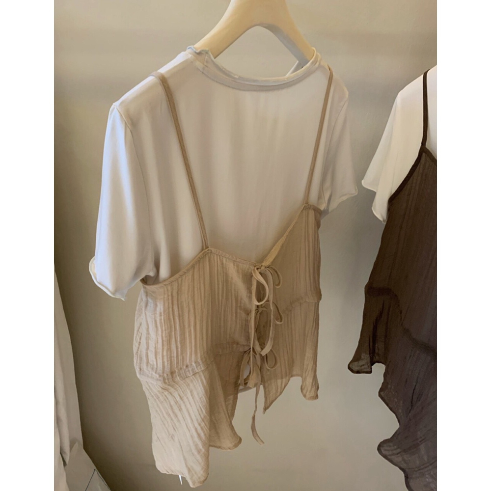 4月遲早要迎接暖春盛夏~舒適簡約撞色兩件套吊帶+短T-細節圖5