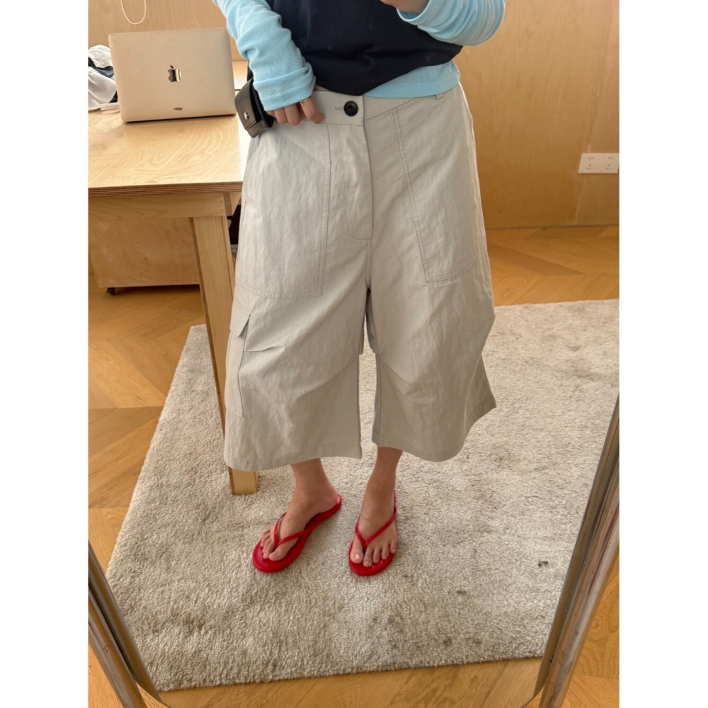 4月遲早要迎接暖春盛夏~口袋工裝7分休閒褲-細節圖2