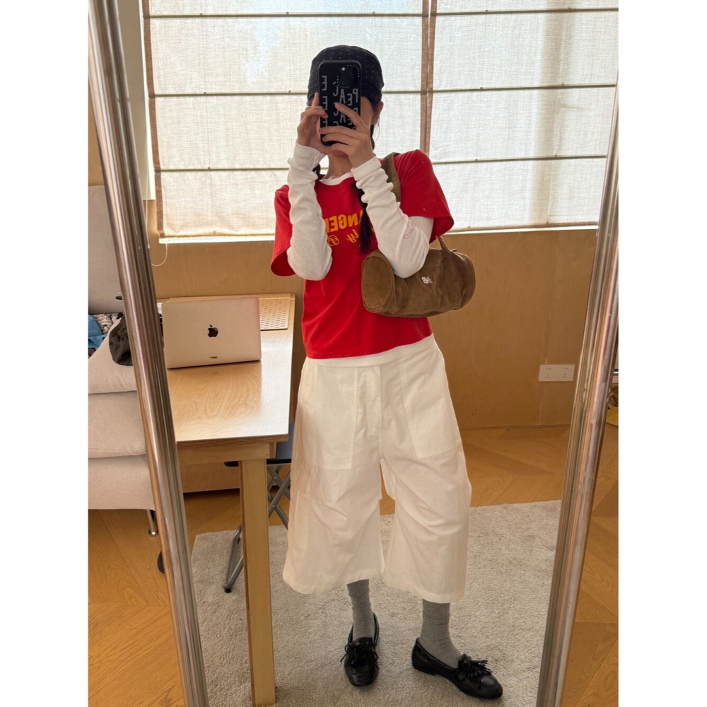 4月遲早要迎接暖春盛夏~口袋工裝7分休閒褲-細節圖5