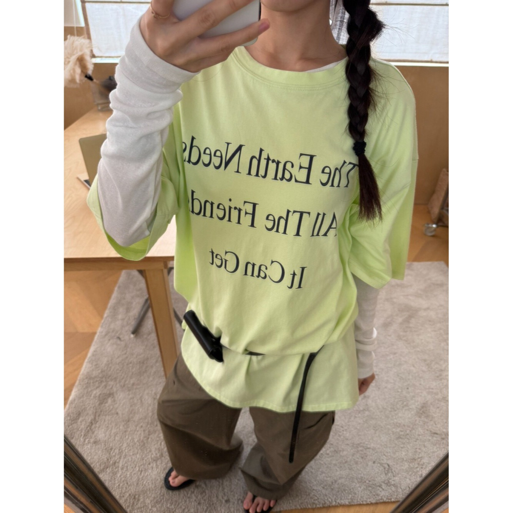 4月遲早要迎接暖春盛夏~The Earth Needs字母印花短T-細節圖4