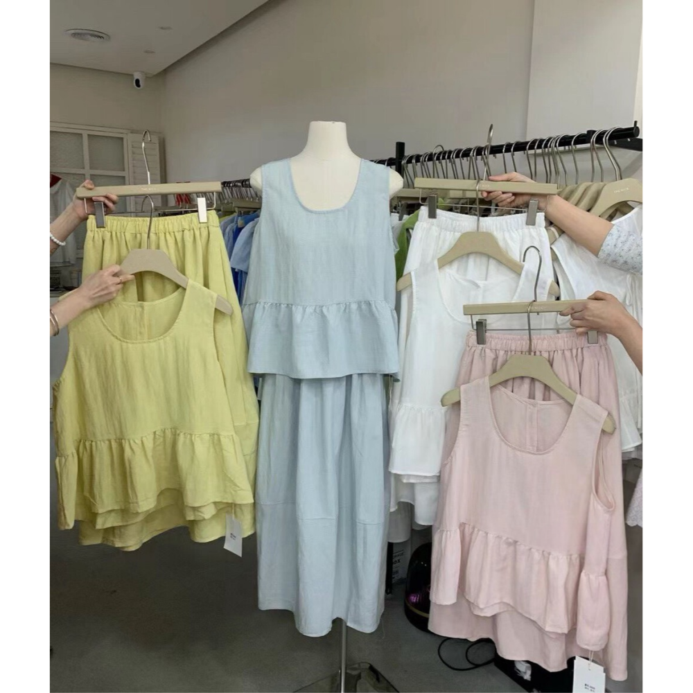 4月遲早要迎接暖春盛夏~剛開始的選色障礙也是困難了很久後排扣背心+鬆緊腰裙-細節圖8