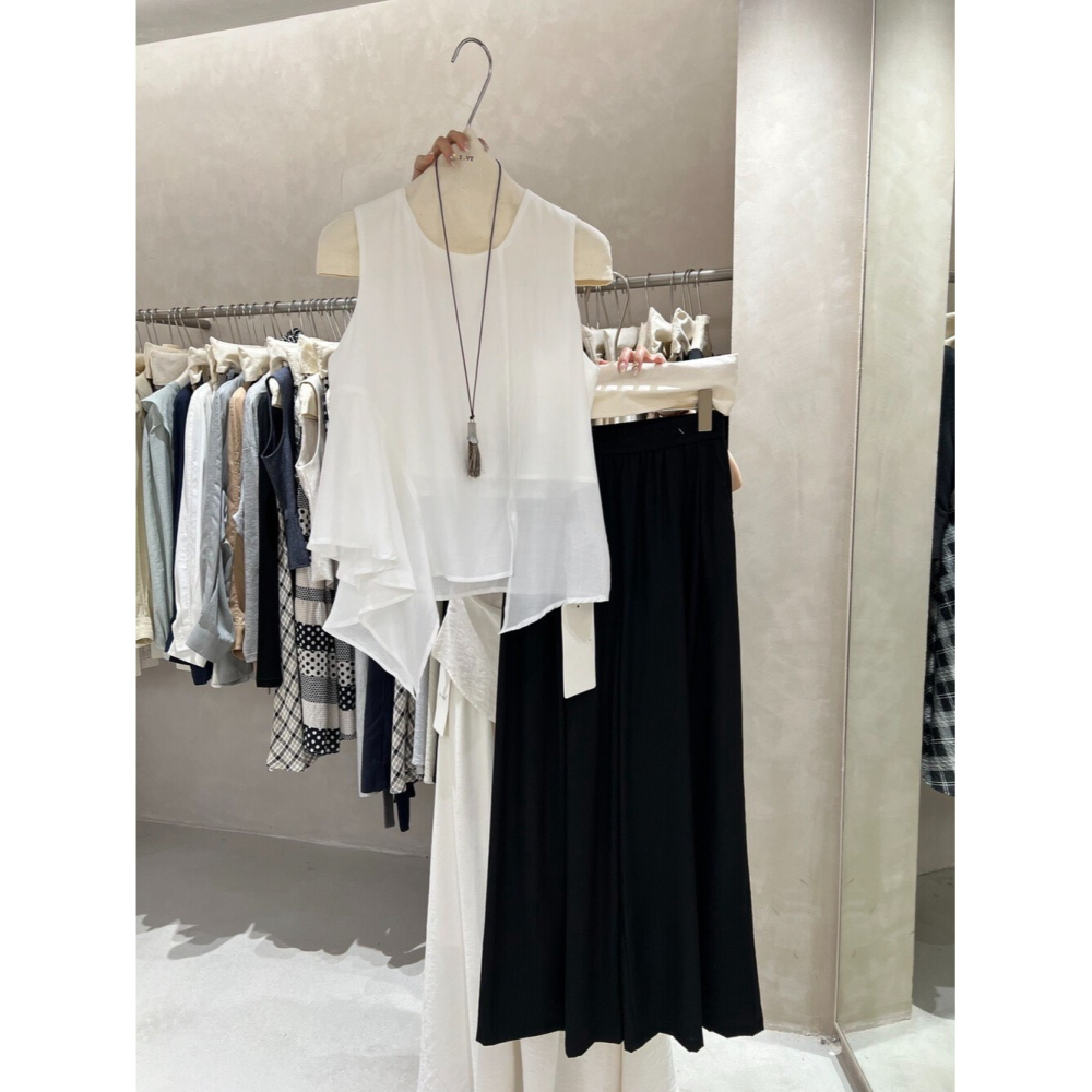 4月遲早要迎接暖春盛夏~不規則無袖小衫+高腰寬闊休閒褲-細節圖9