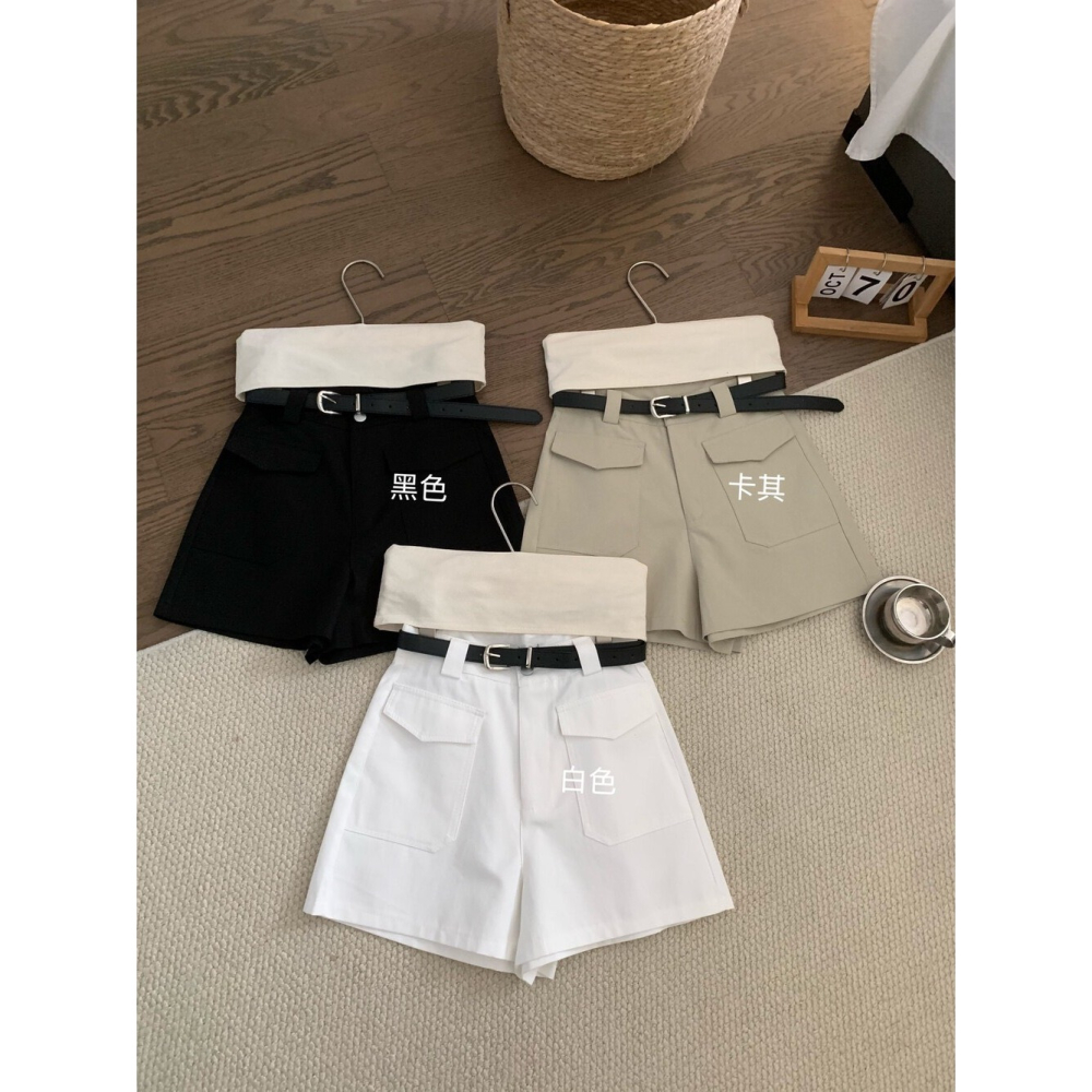 6月~褲管順著骨盆最漂亮的角度微微散開，在雙腿與褲擺之間留出了很寬鬆的空氣感 休閒短褲-細節圖9