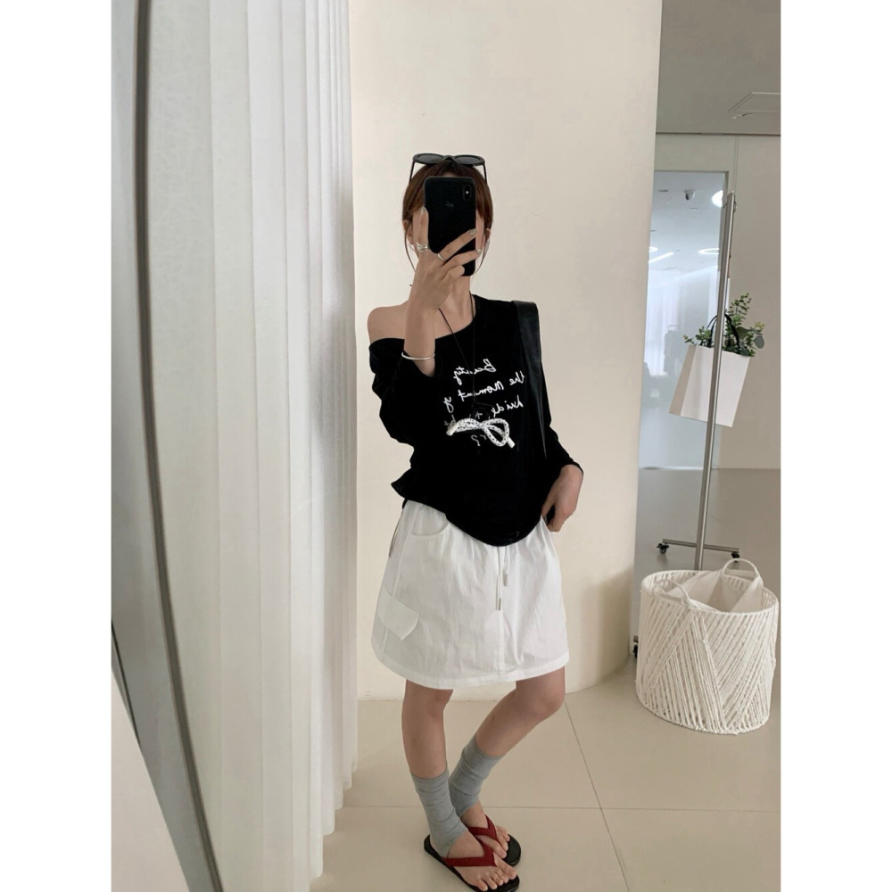 6月~整個人散發出一種南法度假不費力、慵懶鬆弛感  長T+裙子 套裝-細節圖3