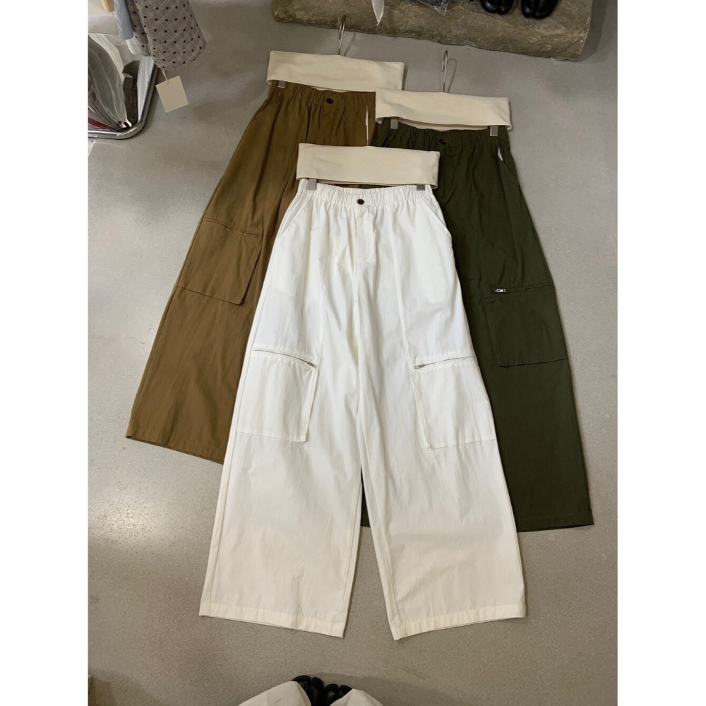 7月~材質輕薄透，上身隨便搭件短版T-shirt或小背心， 視覺比例直接拉長，鬆弛感拉滿 大口袋微氣球工裝褲-細節圖6