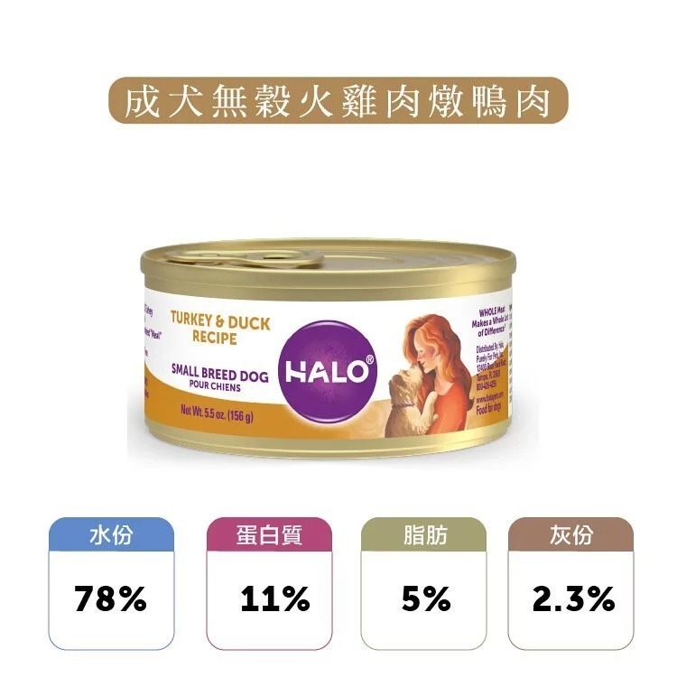 嘿囉狗罐頭156g  HALO 成犬主食罐  無穀 5.5oz 全鮮肉 主食罐 狗罐 高消化力-細節圖2