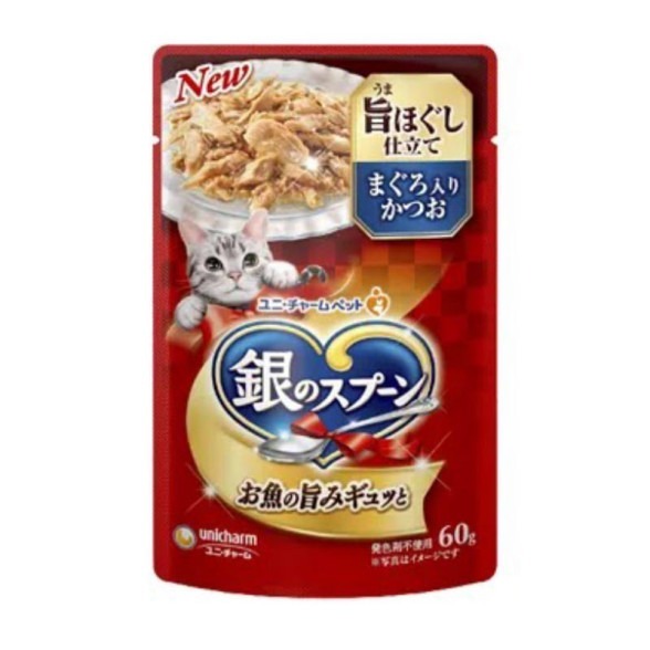 日本 嬌聯 銀湯匙 貓餐包 貓餐盒 貓罐頭 銀餐包  60公克 貓罐 unicharm-細節圖5