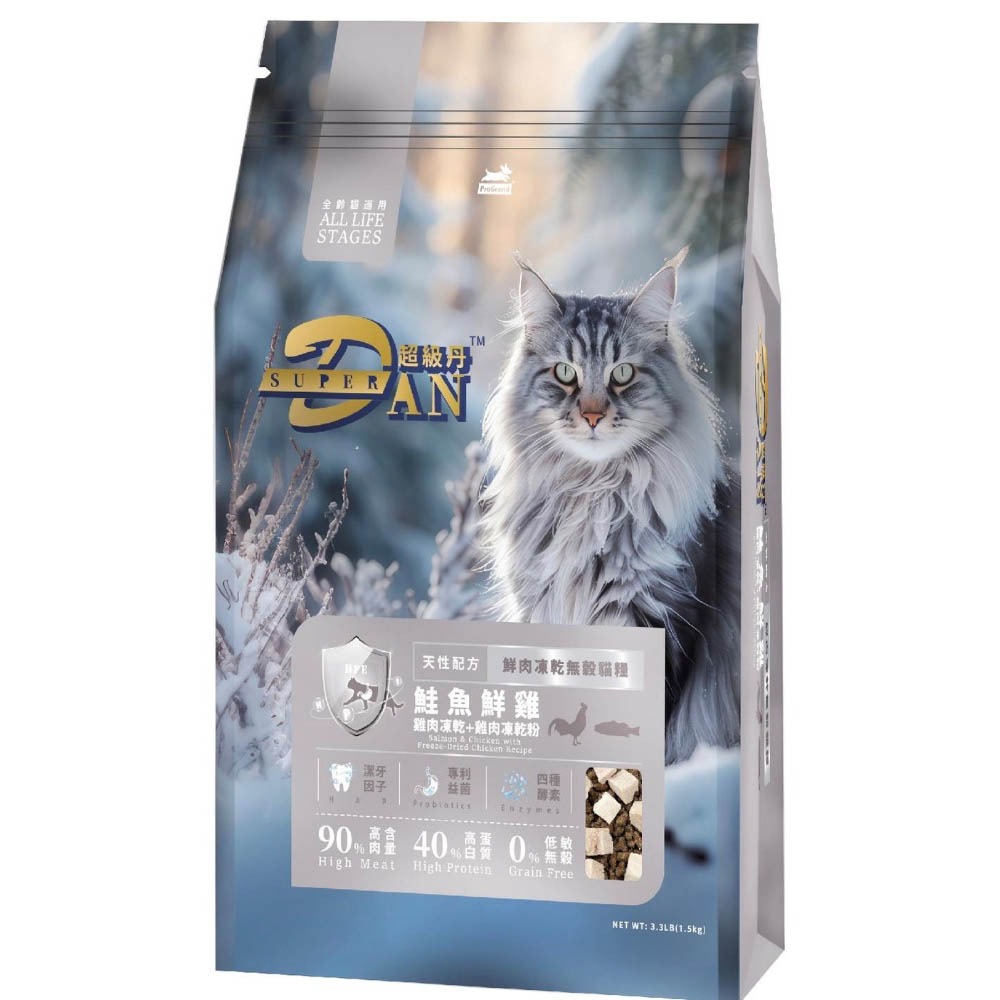 超級 丹 貓飼料 1.5公斤 凍乾+凍乾粉+飼料 無穀 高肉量 高蛋白 台灣製造 Super DAN-細節圖2