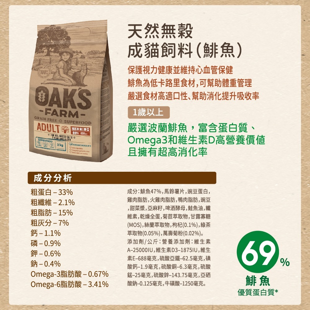 OAKS 歐克斯農場 貓飼料 6kg 單一肉源 低敏感 無穀 歐洲立陶宛-細節圖3