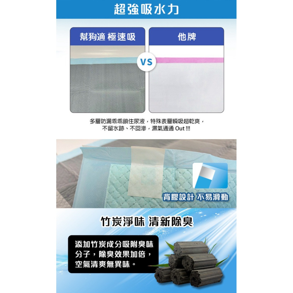 新款 speedy 幫狗適 狗尿布 極速吸 竹炭瞬吸尿布墊 竹炭尿布 超強除臭 瞬間吸水 尿布墊 PAMDOGS-細節圖5