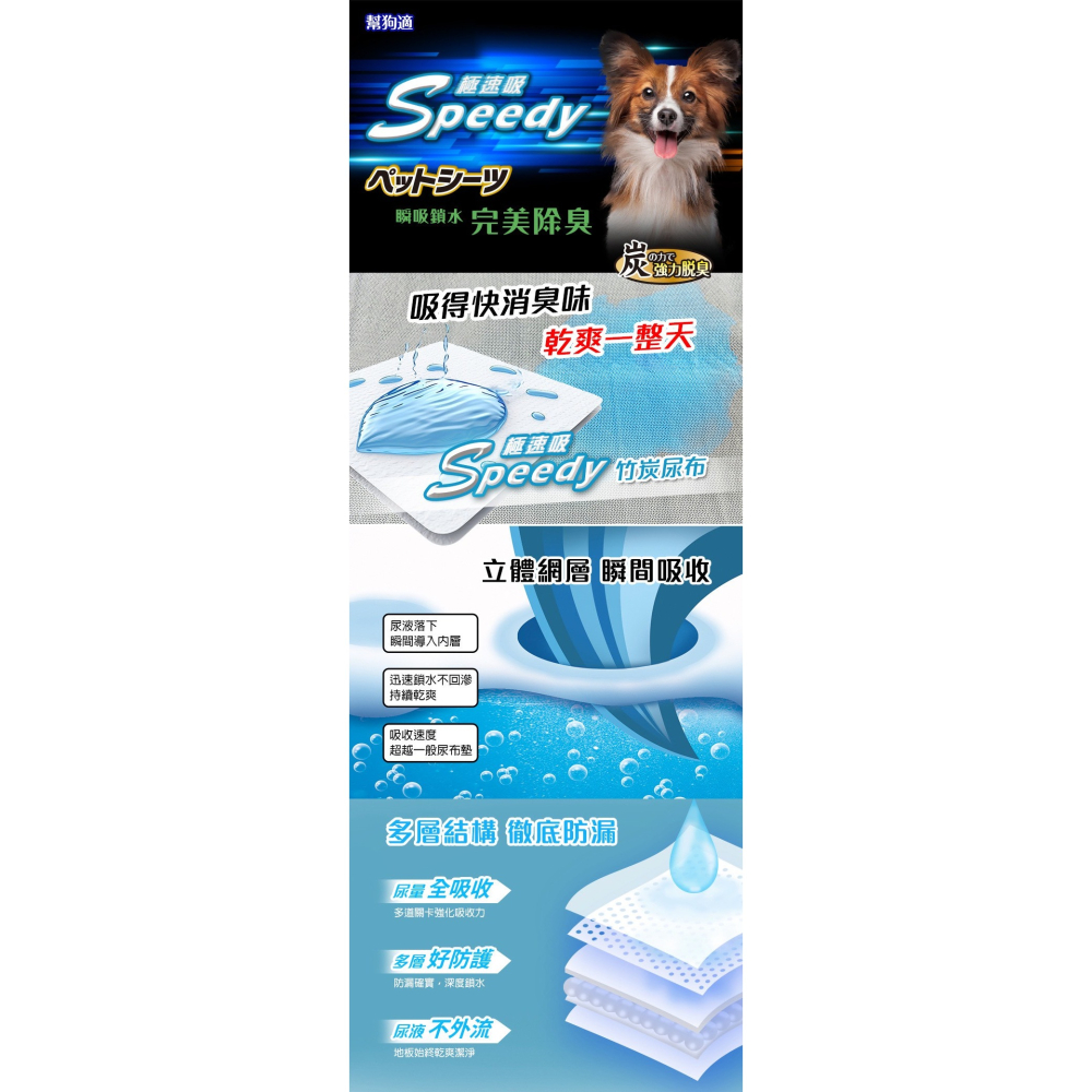 新款 speedy 幫狗適 狗尿布 極速吸 竹炭瞬吸尿布墊 竹炭尿布 超強除臭 瞬間吸水 尿布墊 PAMDOGS-細節圖6