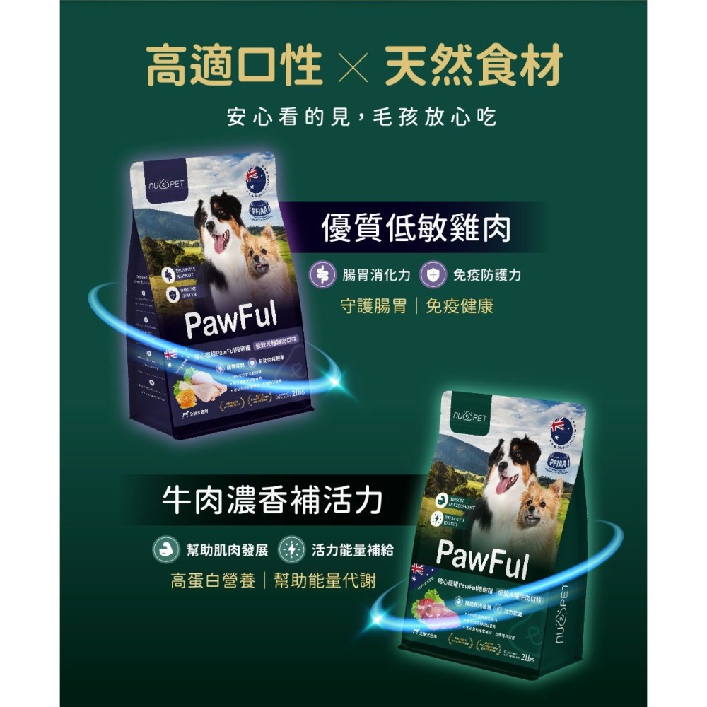 陪飽糧 Pawful 狗飼料 2磅 4.5磅 澳洲製 低穀 全齡犬 高蛋白 陪心寵糧 nu4PET-細節圖4