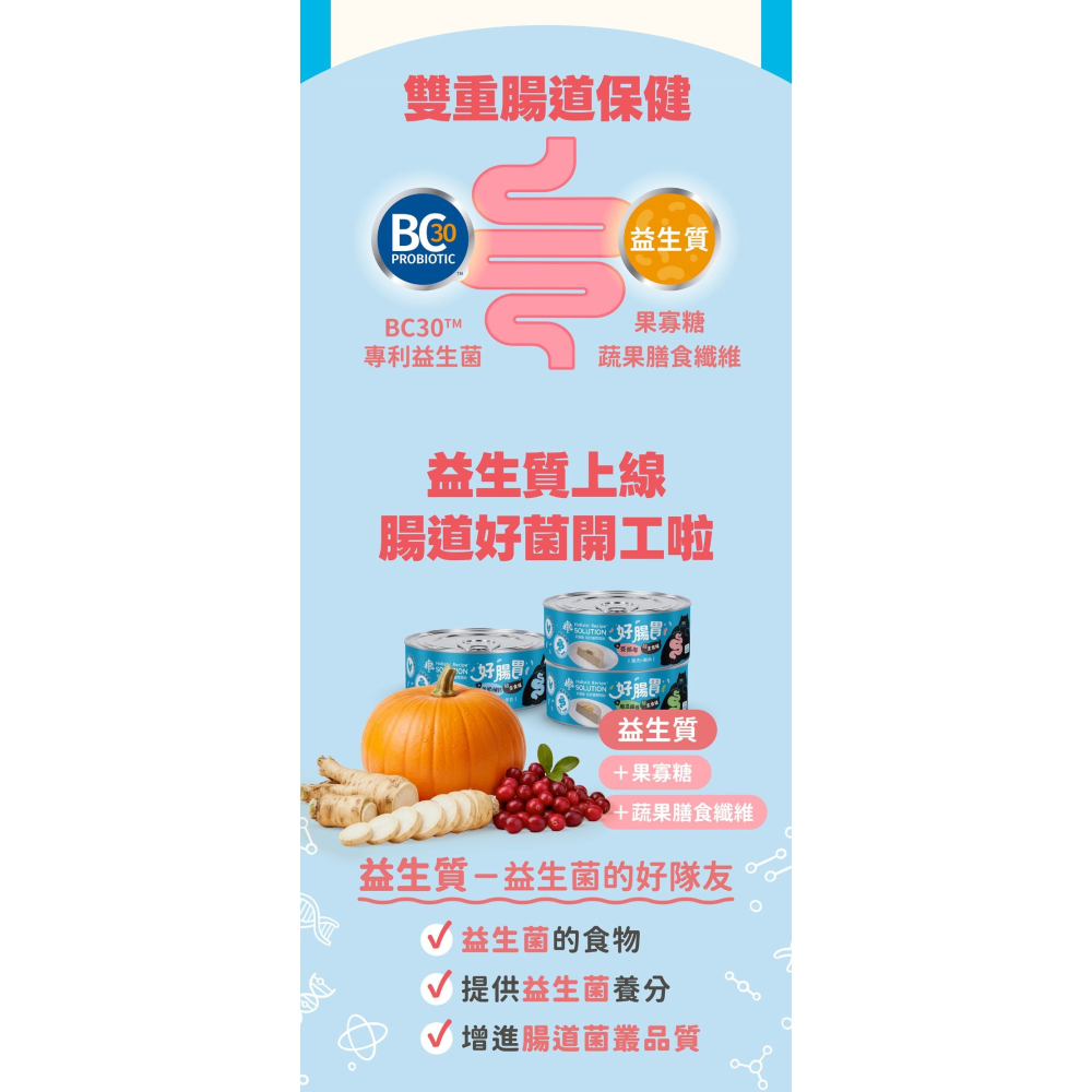 【6入賣場】耐吉斯 好腸胃主食罐 貓主食罐 65g 貓罐頭 無穀 腸道保健 98%高蛋白 益生菌添加 solution-細節圖6