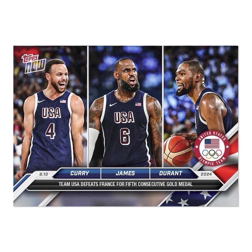 Olympic TOPPS NOW 巴黎奧運 美國夢幻隊紀念卡  James/Curry/Durant-細節圖3