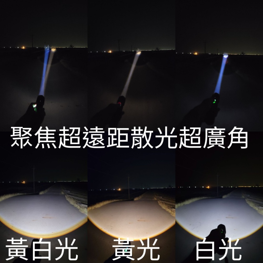 台灣出貨「鑫永照明」黃光白光 伸縮變焦手電筒 超指向性激光 遠射 廣角 雙光源 LED 18650手電筒 登山露營 巡邏-細節圖2