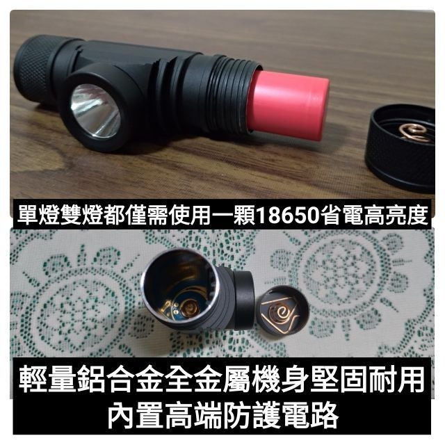 台灣公司貨「鑫永照明」特製版雙燈LED頭燈 USB充電頭燈 強光頭燈 優於T6 L2頭燈 露營燈 18650頭燈 工作燈-細節圖3