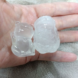 白水晶 立體雕刻擺件 kitty 財神 醒獅 招財貓 九尾狐-細節圖4