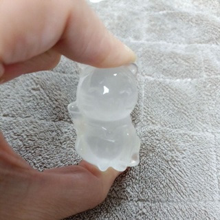 白水晶 立體雕刻擺件 kitty 財神 醒獅 招財貓 九尾狐-規格圖7