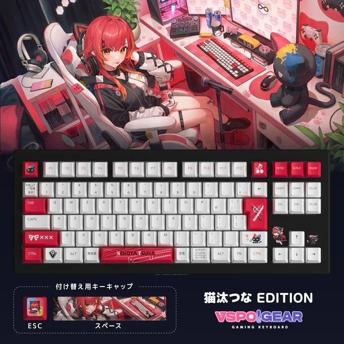 特價)代購受注限定VSPO GEAR 電競鍵盤猫汰つな貓汰月奈nekota tsuna