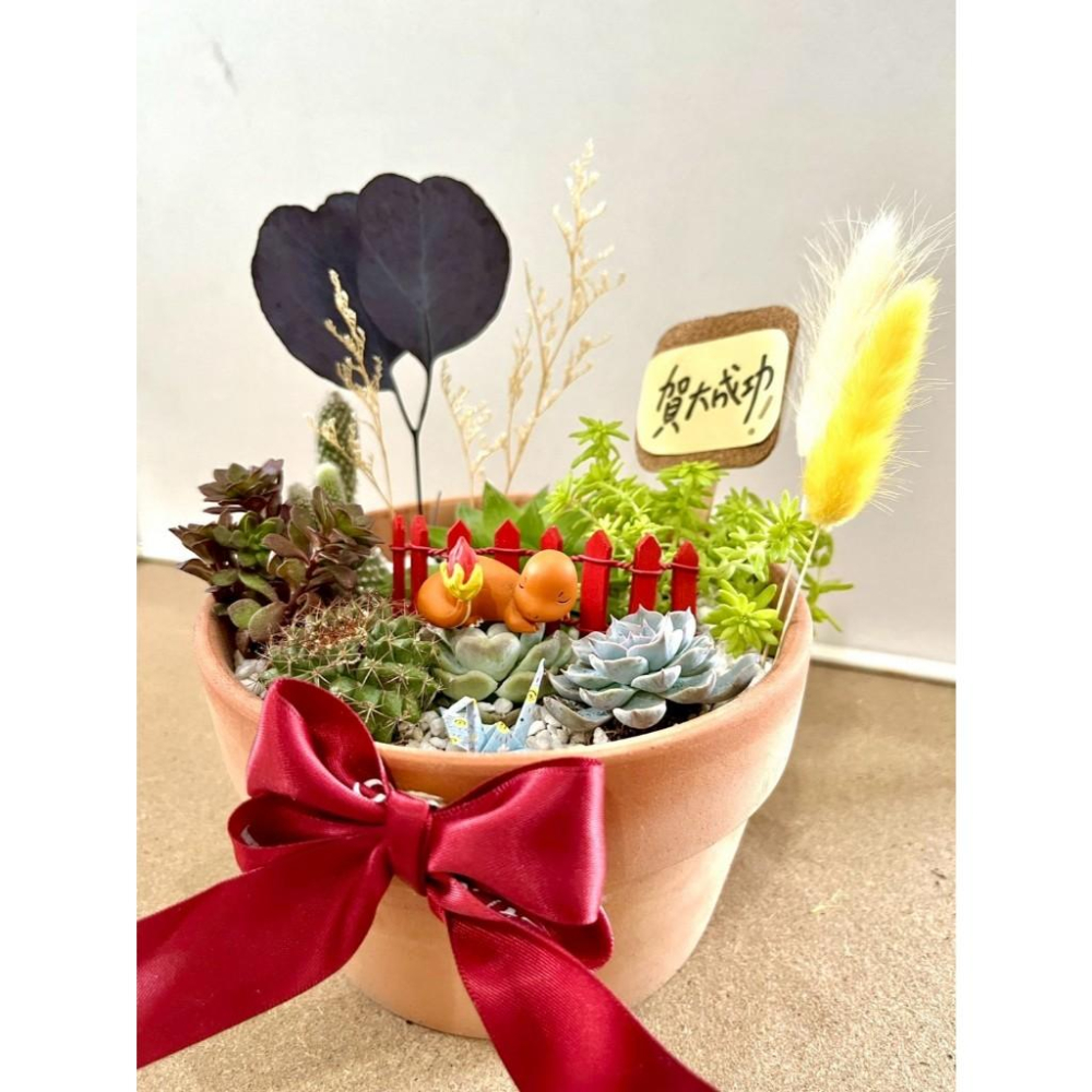 多肉組盆 寶可夢 小火龍 微景觀 多肉盆栽 神奇寶貝 客製化 生日禮物 多肉植物 仙人掌 桌上植物 辦公室植物 多肉盆栽-細節圖2