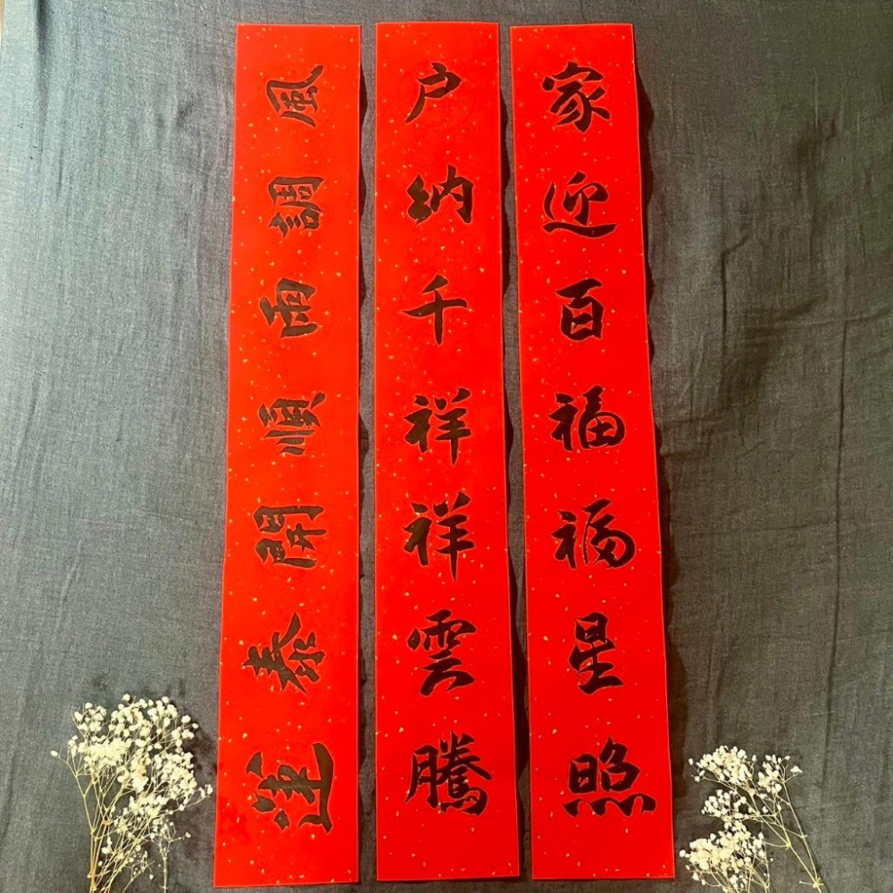 行書楷書 大師手寫春聯 七字春聯 門口春聯 春聯 手寫春聯 門聯 有橫批 (一物一拍的春聯)01-細節圖3