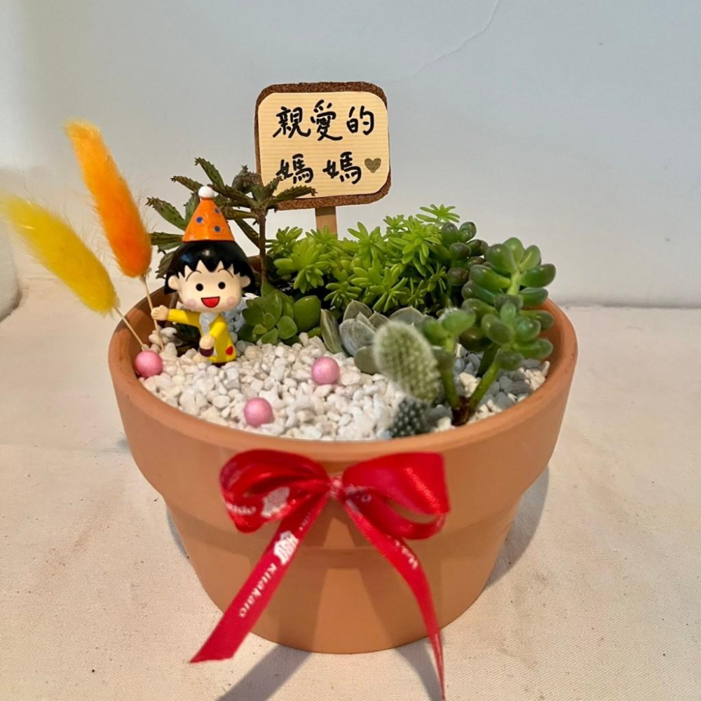 櫻桃小丸子 開幕送禮 母親節禮物 多肉組盆 多肉植物 創意盆栽 盆栽 送禮 微景觀 景觀盆栽 生日禮物 客製化訂單-細節圖4