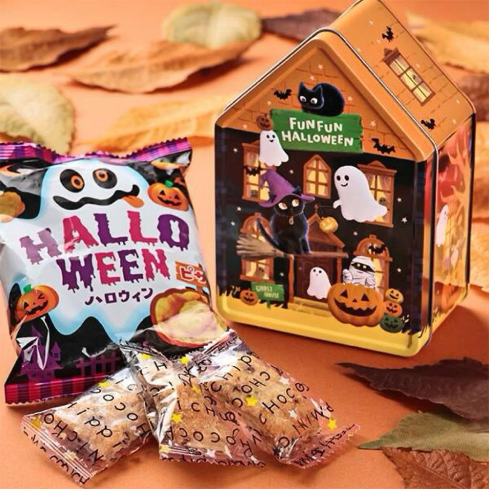 【每週到貨】日本 萬聖節限定 迷你小屋鐵盒 (附零食餅乾) 迷你 小房屋 小屋 鐵盒 餅乾 糖果 零食 黑貓 南瓜 幽靈-細節圖2