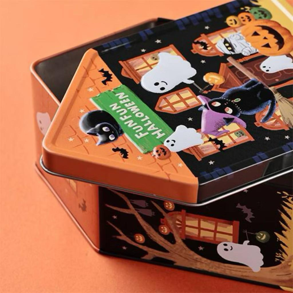 【每週到貨】日本 萬聖節限定 迷你小屋鐵盒 (附零食餅乾) 迷你 小房屋 小屋 鐵盒 餅乾 糖果 零食 黑貓 南瓜 幽靈-細節圖7