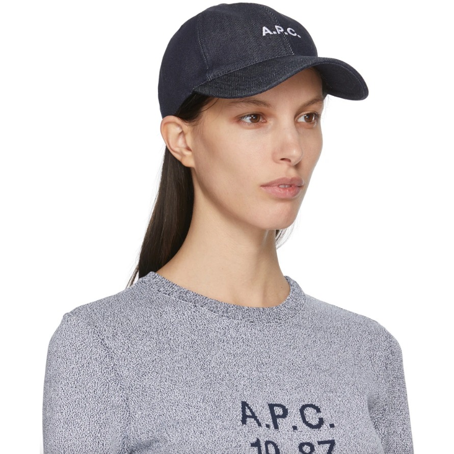 A.P.C. 帽子 denim cap 品牌刺繡牛仔帽 INDIGO 帽子 丹寧棒球帽 丹寧老帽Charlie-細節圖2