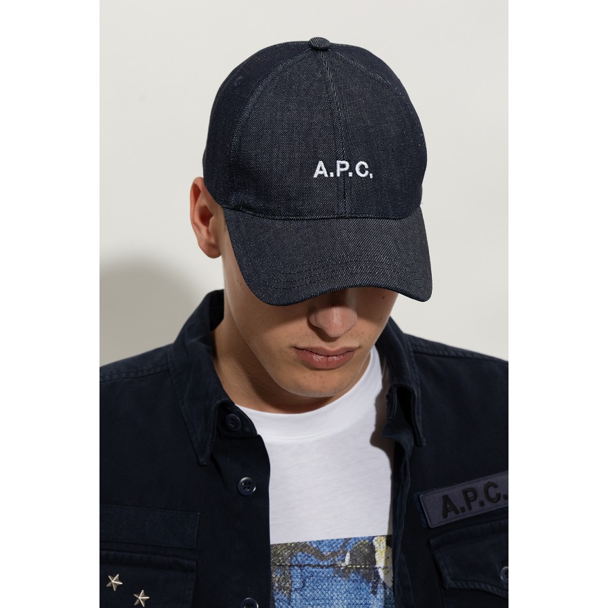 A.P.C. 帽子 denim cap 品牌刺繡牛仔帽 INDIGO 帽子 丹寧棒球帽 丹寧老帽Charlie-細節圖5