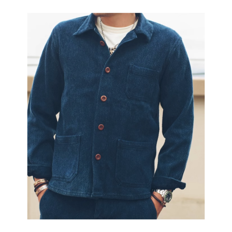 18OZ INDIGO 劍道服刺子繡藍染法式工裝外套 UNION KNOPF 媲美花囚犯Bleu De Travail-細節圖4