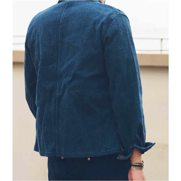 18OZ INDIGO 劍道服刺子繡藍染法式工裝外套 UNION KNOPF 媲美花囚犯Bleu De Travail-細節圖5