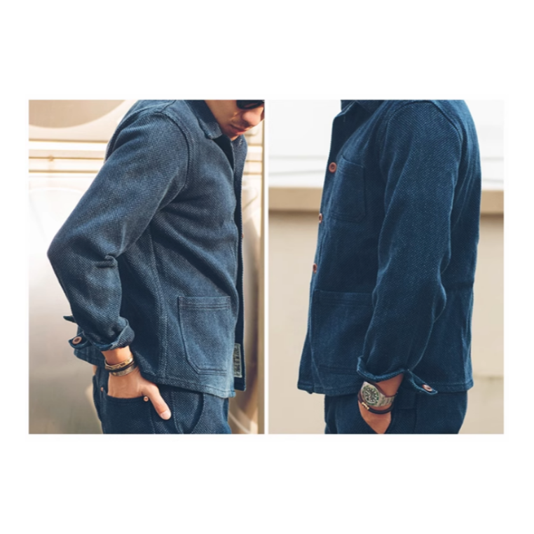 18OZ INDIGO 劍道服刺子繡藍染法式工裝外套 UNION KNOPF 媲美花囚犯Bleu De Travail-細節圖7