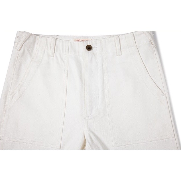 RT OG-107 本色白 HBT布料 魚骨紋 高腰 直腿 棕梠果實扣 WHITE DOVE OG107-細節圖9