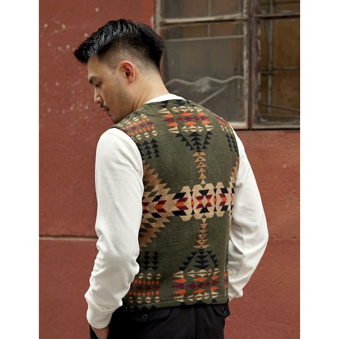 經典印地安圖騰 飛行毯馬甲 COUNTRY NAVAJO VEST BLANKET VEST 羊毛混紡-細節圖9