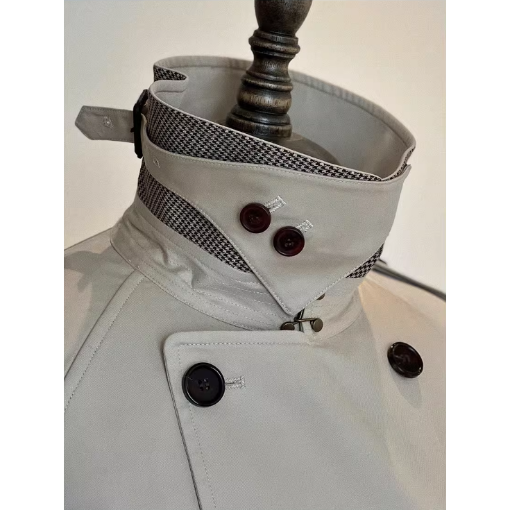全新配色 TRENCH COAT 風衣 GABARDINE面料 長版風衣 雙排扣 插肩袖-細節圖2