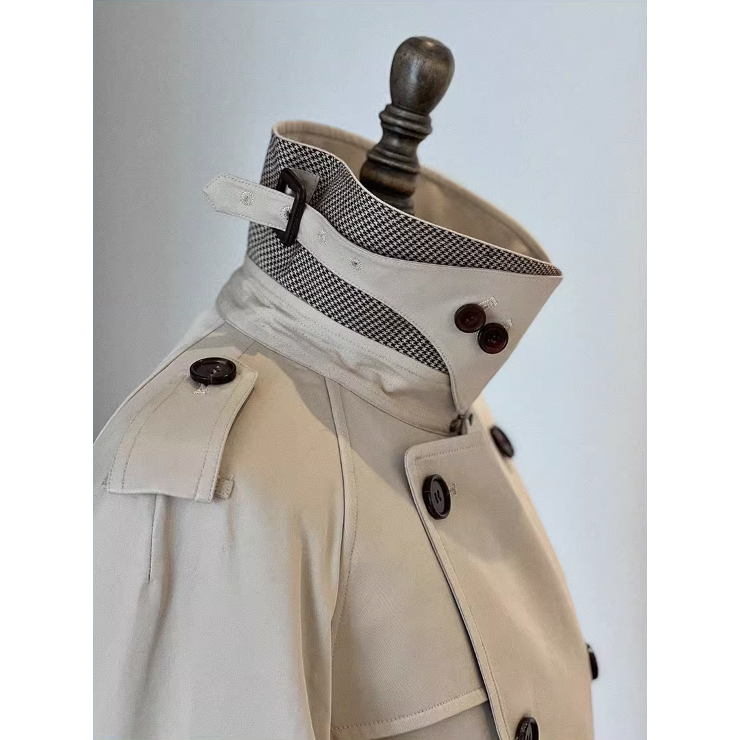 全新配色 TRENCH COAT 風衣 GABARDINE面料 長版風衣 雙排扣 插肩袖-細節圖3