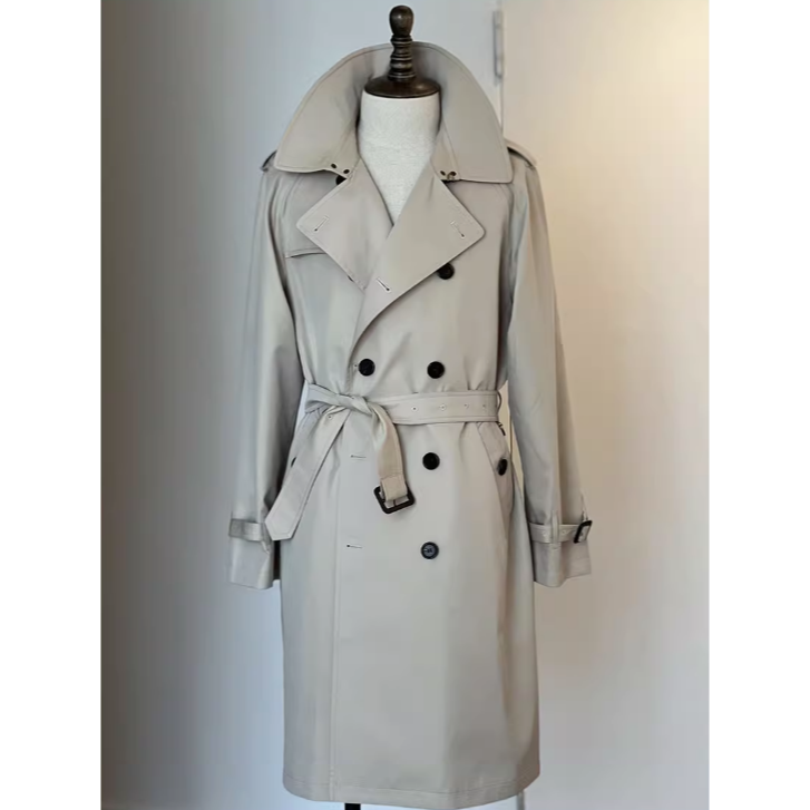 全新配色 TRENCH COAT 風衣 GABARDINE面料 長版風衣 雙排扣 插肩袖-細節圖8