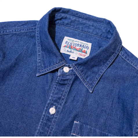 2024 60S Denim shirt 牛仔襯衫 8.5oz 酵素洗水 樹脂扣 IVY STYLE-細節圖3
