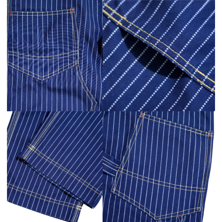 復刻 Freewheelers WABASH 藍染帆布 9口袋工裝褲 高腰寬鬆直筒 重機褲 藍染INDIGO 全埋夾工藝-細節圖4