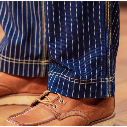 復刻 Freewheelers WABASH 藍染帆布 9口袋工裝褲 高腰寬鬆直筒 重機褲 藍染INDIGO 全埋夾工藝-細節圖7