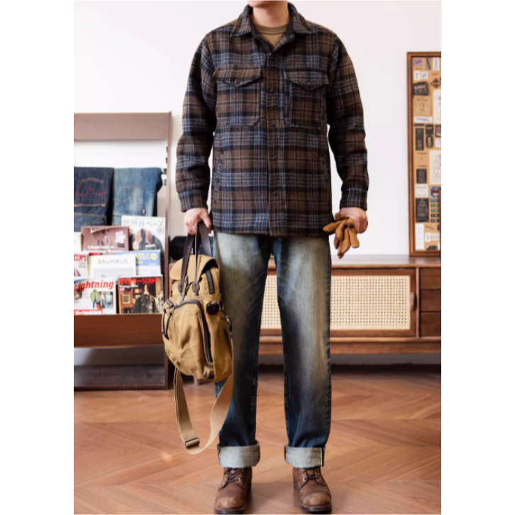 本季必入 復刻 JAC SHIRT 超抗磨損 50%羊毛面料 休閒工裝外套格紋襯衫-細節圖5