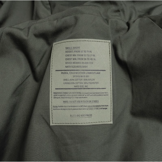 米軍 ECWCS Gen1 一代目 派克大衣早期型號 PARKA COLD WEATHER CAMOUFLAGE-細節圖7