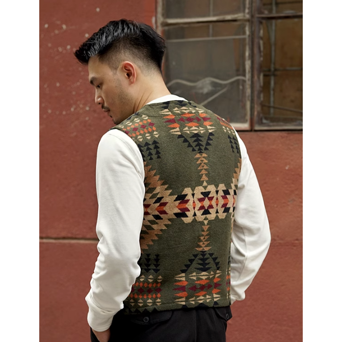 復刻 經典印地安圖騰 飛行毯馬甲 COUNTRY NAVAJO VEST BLANKET VEST 羊毛混紡-細節圖3