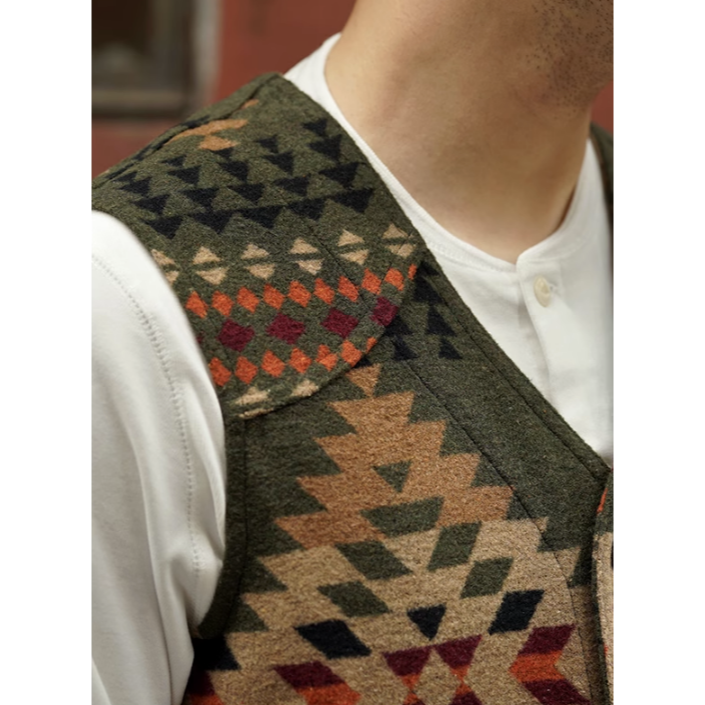 復刻 經典印地安圖騰 飛行毯馬甲 COUNTRY NAVAJO VEST BLANKET VEST 羊毛混紡-細節圖4