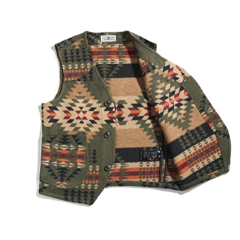 復刻 經典印地安圖騰 飛行毯馬甲 COUNTRY NAVAJO VEST BLANKET VEST 羊毛混紡-細節圖7