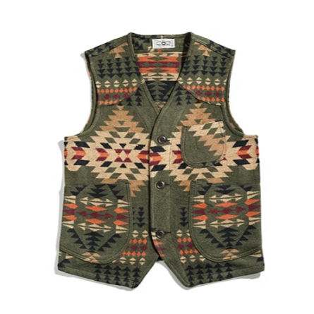 復刻 經典印地安圖騰 飛行毯馬甲 COUNTRY NAVAJO VEST BLANKET VEST 羊毛混紡-細節圖8