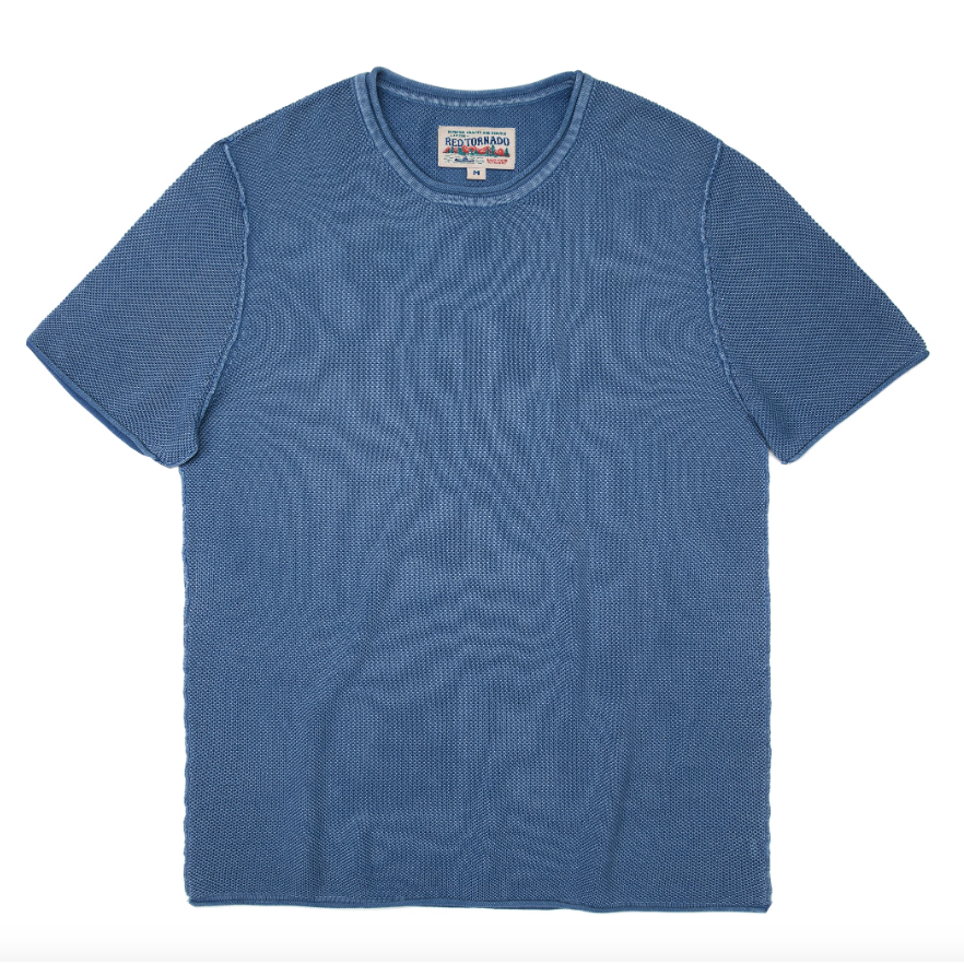 INDIGO SASHIKO T-SHIRT Vintage collar 刺子繡 針織衫 短袖 EL CAPITAL-細節圖3