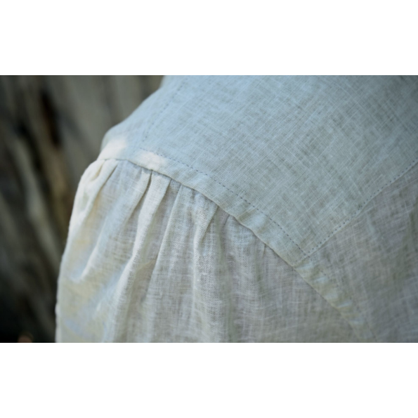 義大利工法 BUTTON-DOWN 手工包縫 亞麻 一片領 夏季長袖襯衫 正裝襯衫-細節圖4