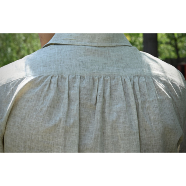 義大利工法 BUTTON-DOWN 手工包縫 亞麻 一片領 夏季長袖襯衫 正裝襯衫-細節圖5